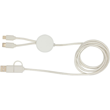 Logotrade Werbegeschenke das Foto: Citala 150 cm 5-in-1 Kabel aus recyceltem Kunststoff für Datenübertragung und 27W Schnellladung