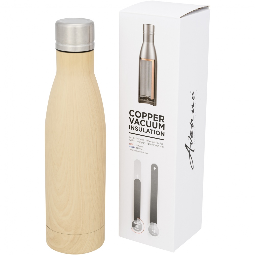 Logotrade promotional merchandise image of: Vasa 500 ml wood-look copper vacuum insulated bottle
