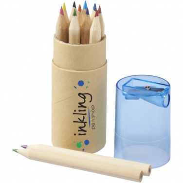 Logo trade promotional merchandise image of: Hef 12-piece coloured pencil set with sharpener