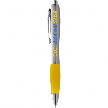 Logo trade corporate gift photo of: Nash ballpoint pen silver barrel and coloured grip