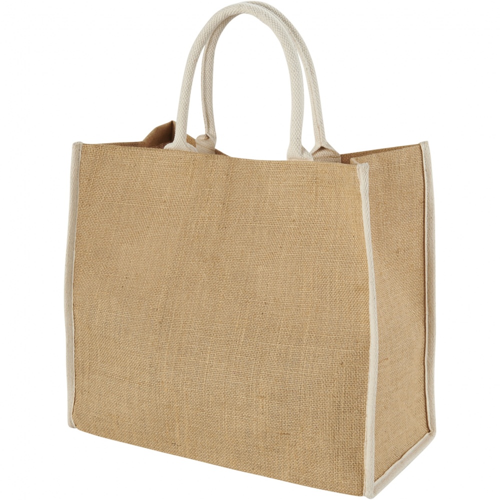 Logo trade promotional giveaways image of: Harry coloured edge jute tote bag 25L