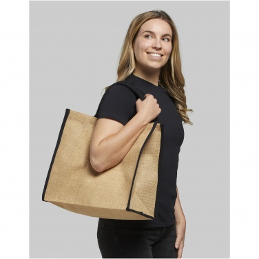 Logo trade corporate gifts image of: Harry coloured edge jute tote bag 25L