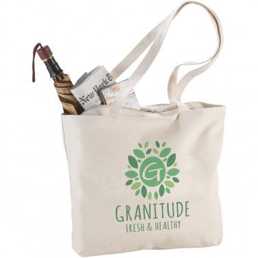 Logotrade advertising product image of: Ningbo 320 g/m² zippered cotton tote bag 15L
