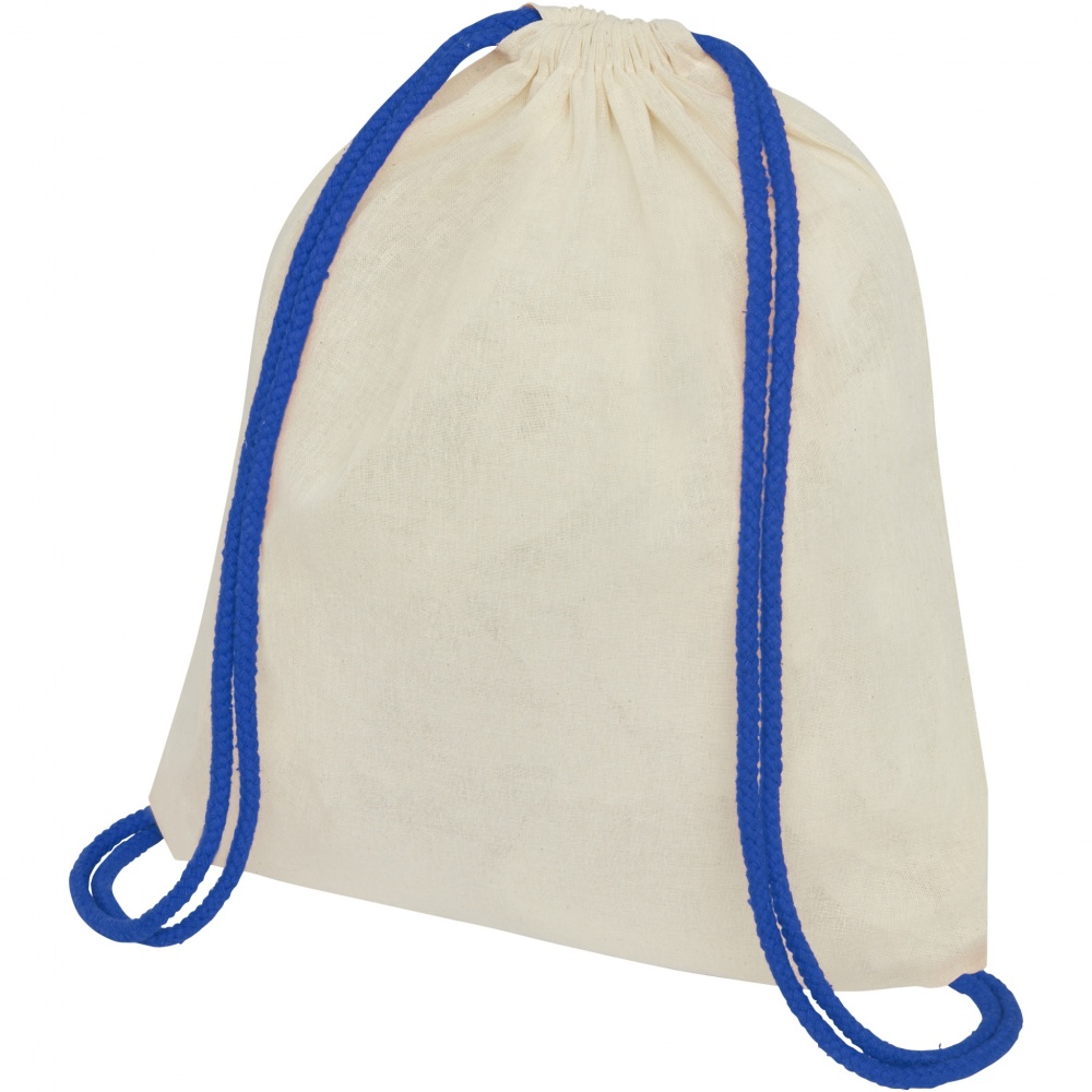 Logotrade promotional merchandise picture of: Oregon 100 g/m² cotton drawstring bag with coloured cords 5L
