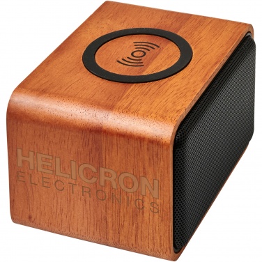 Logotrade advertising products photo of: Wooden 3W speaker with wireless charging pad