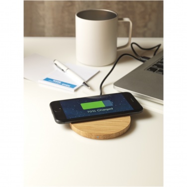 Logo trade promotional giveaways picture of: Essence 5W bamboo wireless charging pad