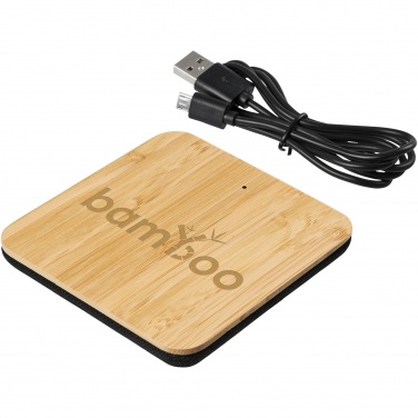 Logotrade promotional item picture of: Leaf 5W bamboo and fabric wireless charging pad