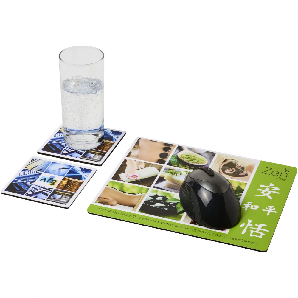 Logo trade promotional product photo of: Q-Mat® mouse mat and coaster set combo 3