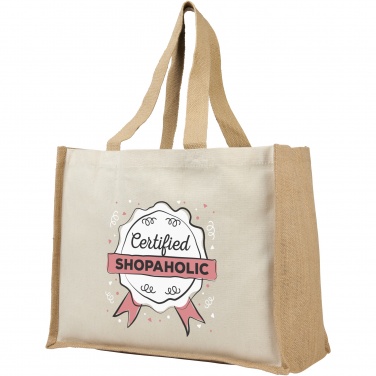 Logo trade corporate gift photo of: Varai 320 g/m² canvas and jute shopping tote bag 23L