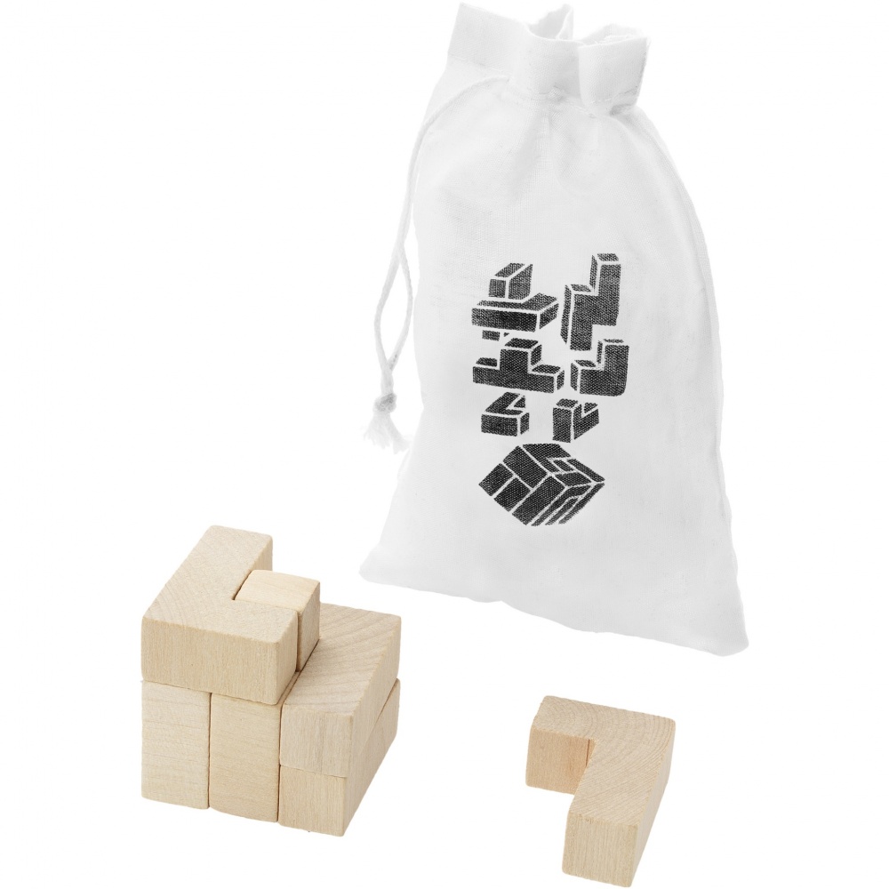 Logo trade promotional gifts picture of: Solfee wooden squares brain teaser with pouch
