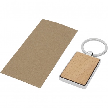 Logo trade promotional item photo of: Mauro beech wood rectangular keychain