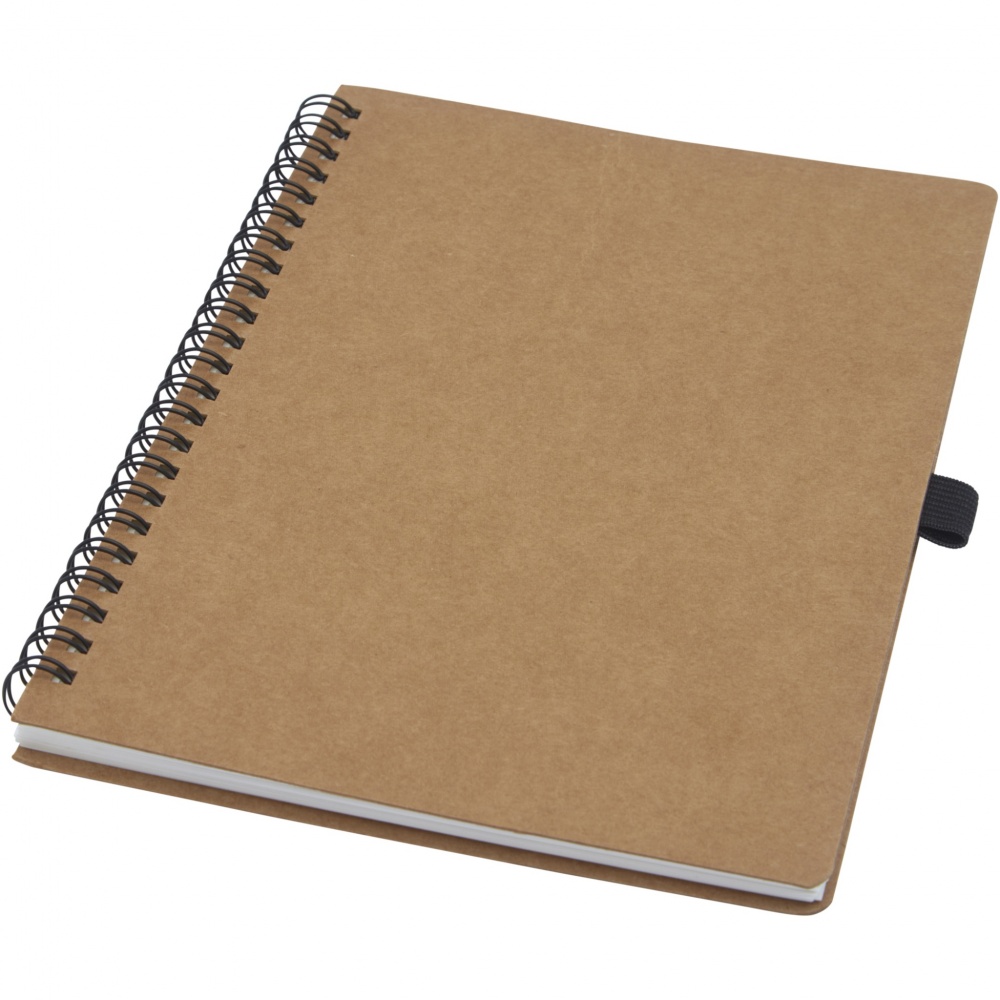 Logo trade promotional gifts image of: Cobble A5 wire-o recycled cardboard notebook with stone paper