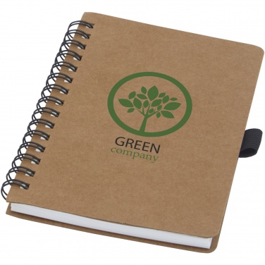 Logo trade promotional giveaways image of: Cobble A6 wire-o recycled cardboard notebook with stone paper
