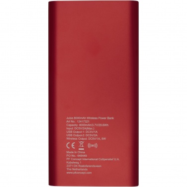 Logo trade promotional merchandise picture of: Juice 8000mAh wireless power bank