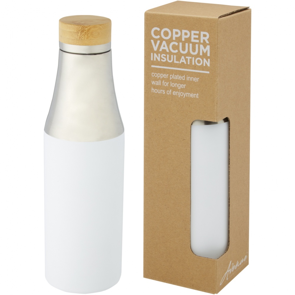 Logo trade advertising products picture of: Hulan 540 ml copper vacuum insulated stainless steel bottle with bamboo lid