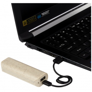 Logo trade promotional merchandise picture of: Yoko 1200mAh wheat straw power bank