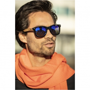Logotrade corporate gift image of: Hiru rPET/wood mirrored polarized sunglasses in gift box