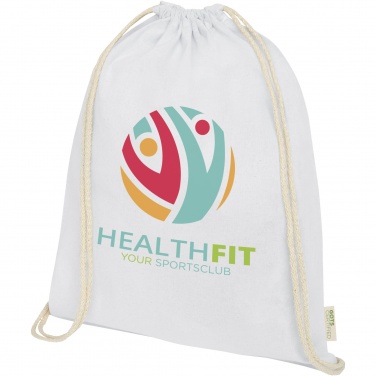 Logotrade business gift image of: Orissa 140 g/m² organic cotton drawstring bag 5L