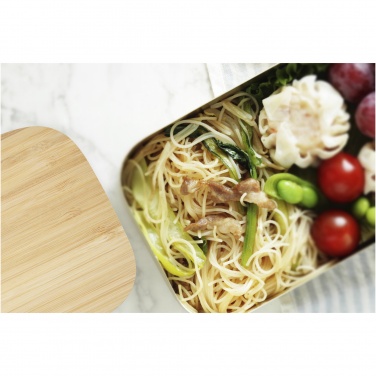 Logo trade promotional product photo of: Tite stainless steel lunch box with bamboo lid