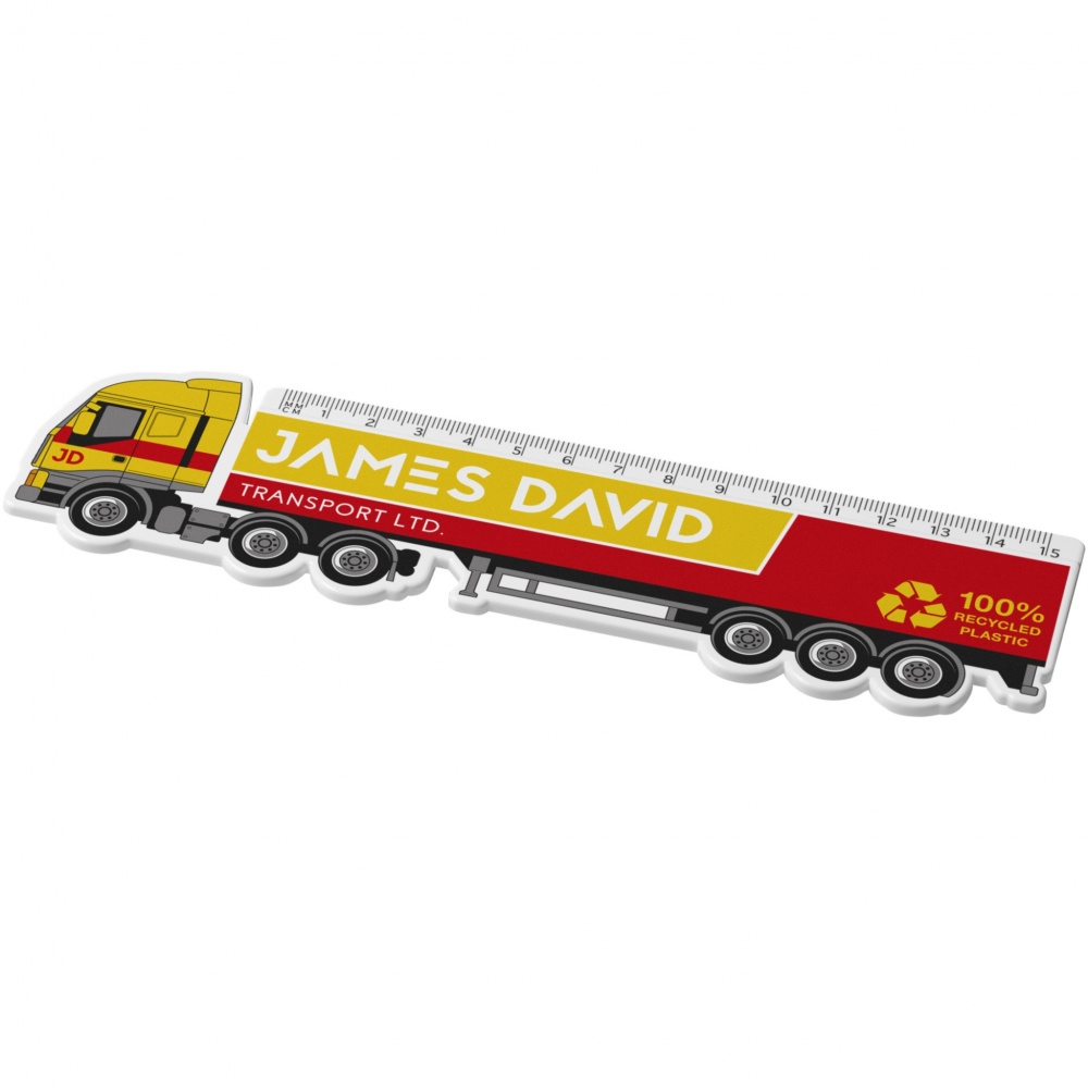 Logotrade promotional gift picture of: Tait 15 cm lorry-shaped recycled plastic ruler