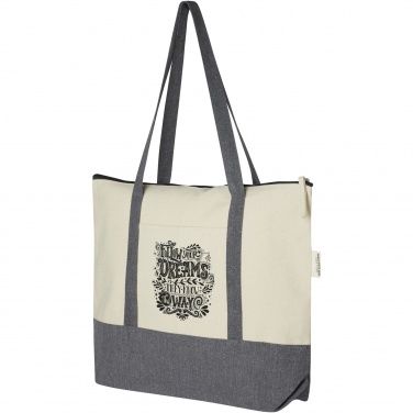 Logo trade promotional gift photo of: Repose 320 g/m² recycled cotton zippered tote bag 10L