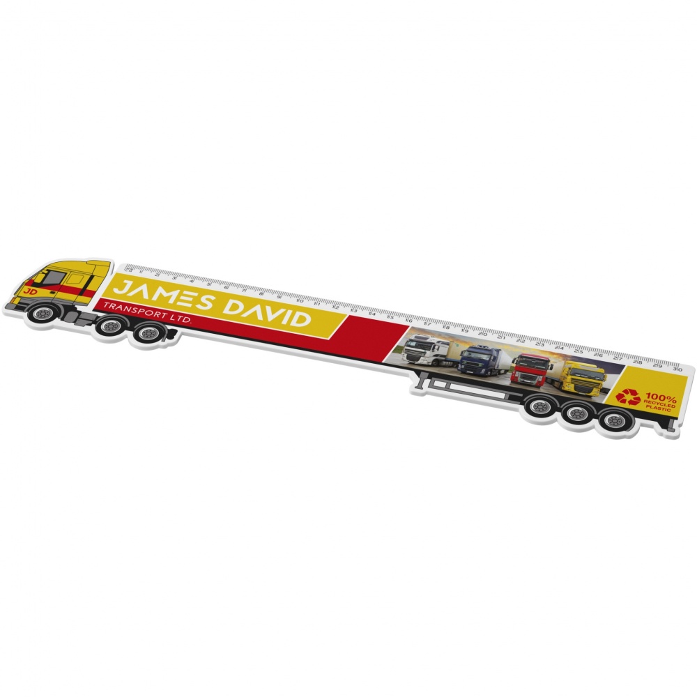 Logo trade promotional gifts image of: Tait 30cm lorry-shaped recycled plastic ruler