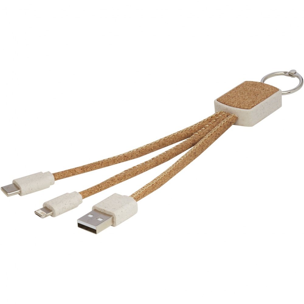 Logotrade promotional products photo of: Bates wheat straw and cork 3-in-1 charging cable