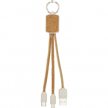 Logotrade promotional gift image of: Bates wheat straw and cork 3-in-1 charging cable