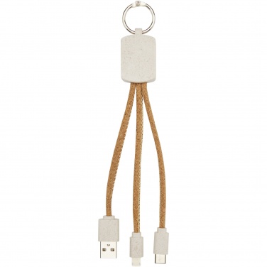 Logotrade corporate gift image of: Bates wheat straw and cork 3-in-1 charging cable
