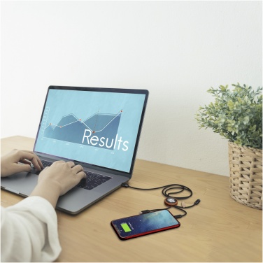 Logo trade advertising product photo of: SCX.design C36 3-in-1 rPET light-up logo extended charging cable with round bamboo casing