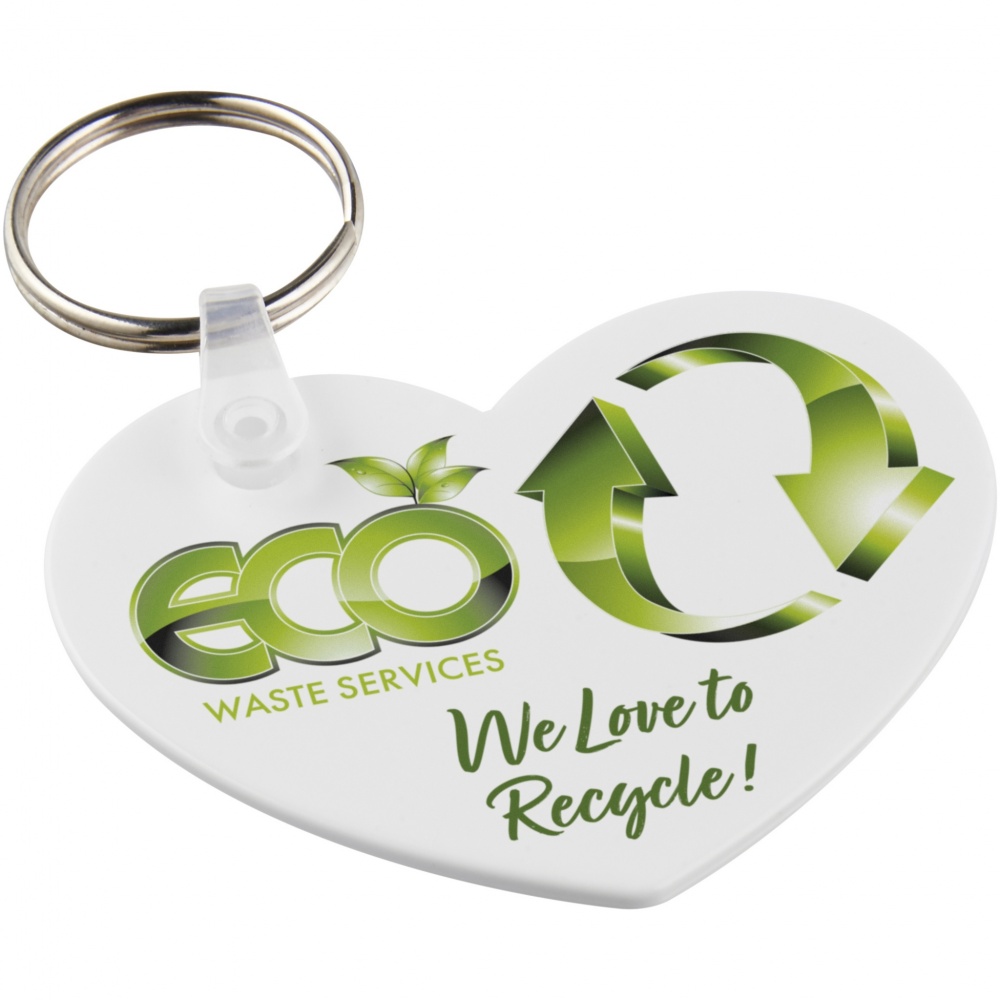 Logo trade business gift photo of: Tait heart-shaped recycled keychain