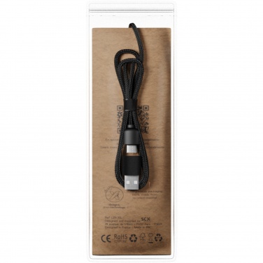 Logo trade promotional gifts picture of: SCX.design C38 5-in-1 rPET light-up logo charging cable with squared wooden casing