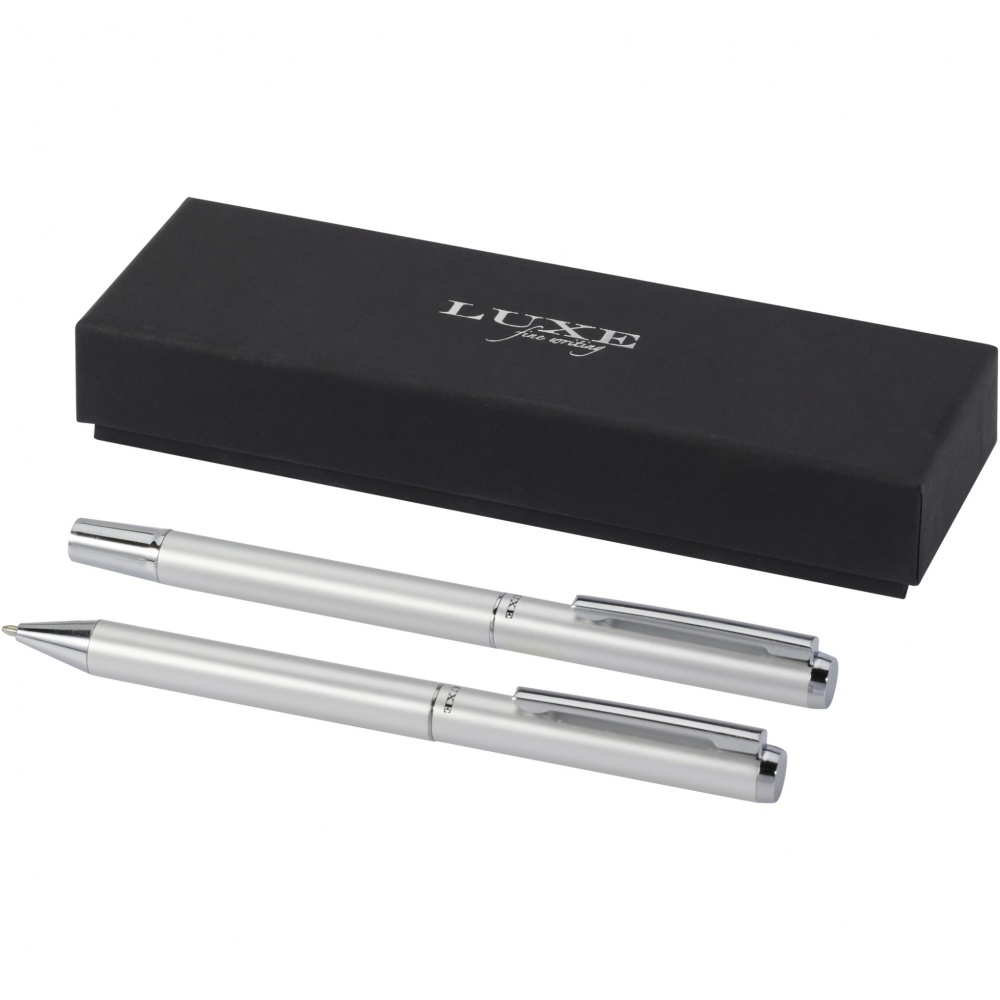 Logotrade promotional merchandise photo of: Lucetto recycled aluminium ballpoint and rollerball pen gift set