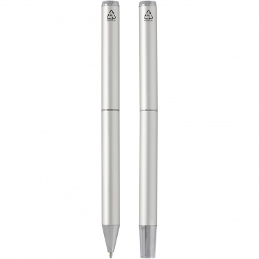 Logotrade promotional product picture of: Lucetto recycled aluminium ballpoint and rollerball pen gift set