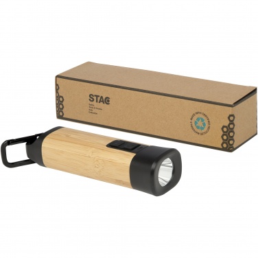Logotrade promotional giveaway image of: Kuma bamboo/RCS recycled plastic torch with carabiner