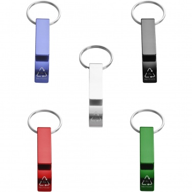 Logo trade advertising product photo of: Tao RCS recycled aluminium bottle and can opener with keychain 