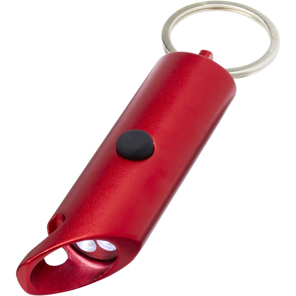 Logotrade promotional gift image of: Flare RCS recycled aluminium IPX LED light and bottle opener with keychain