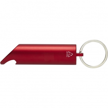Logotrade promotional merchandise image of: Flare RCS recycled aluminium IPX LED light and bottle opener with keychain