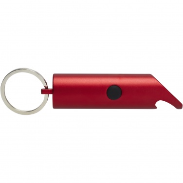 Logotrade promotional gift picture of: Flare RCS recycled aluminium IPX LED light and bottle opener with keychain
