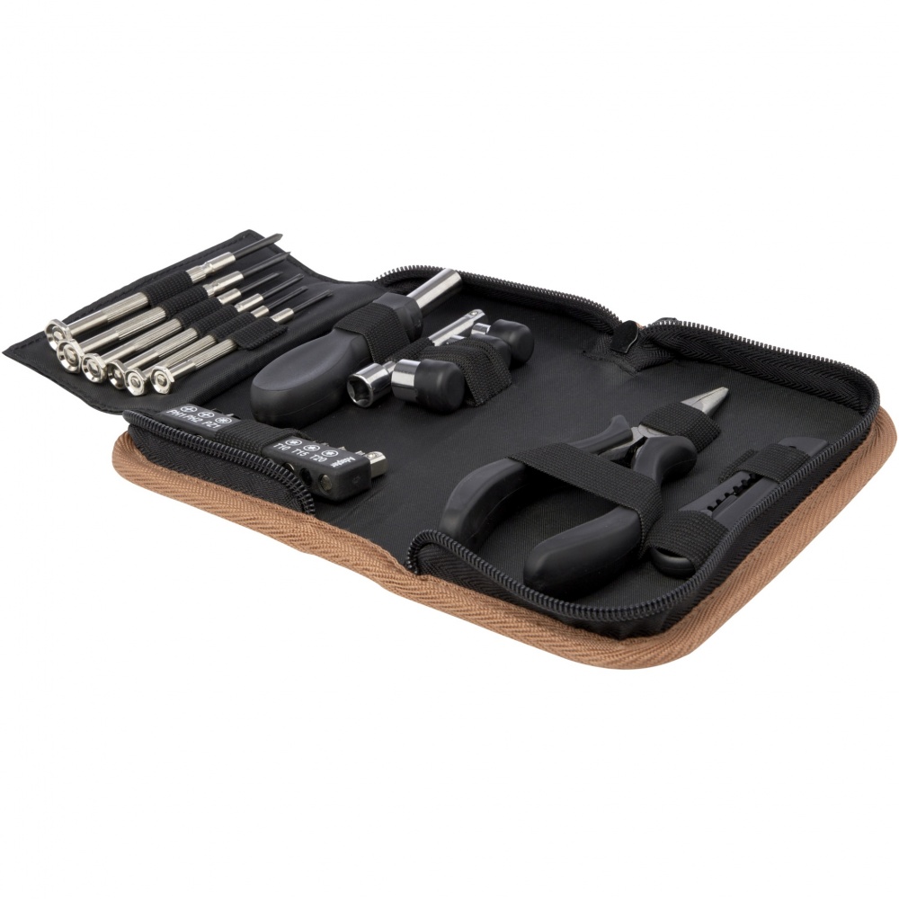 Logotrade corporate gift picture of: Spike 24-piece RCS recycled plastic tool set with cork pouch