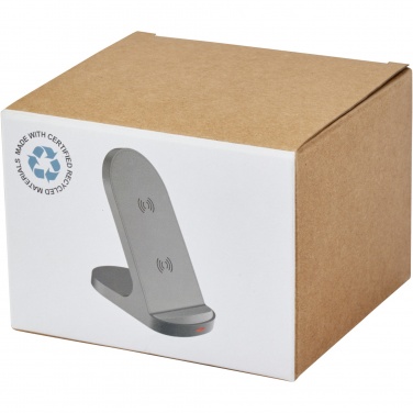 Logotrade promotional merchandise image of: Loop 15W dual coil RCS recycled plastic wireless charging stand