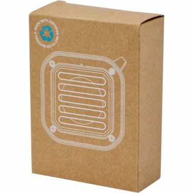 Logo trade promotional gifts image of: Solo 3W IPX5 RCS recycled plastic solar Bluetooth® speaker with carabiner 