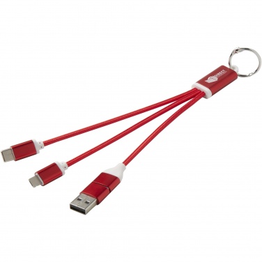 Logotrade advertising products photo of: Metal 4-in-1 recycled aluminium charging cable with keychain