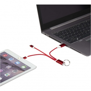 Logotrade promotional giveaways photo of: Metal 4-in-1 recycled aluminium charging cable with keychain