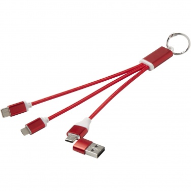 Logo trade promotional products image of: Metal 4-in-1 recycled aluminium charging cable with keychain