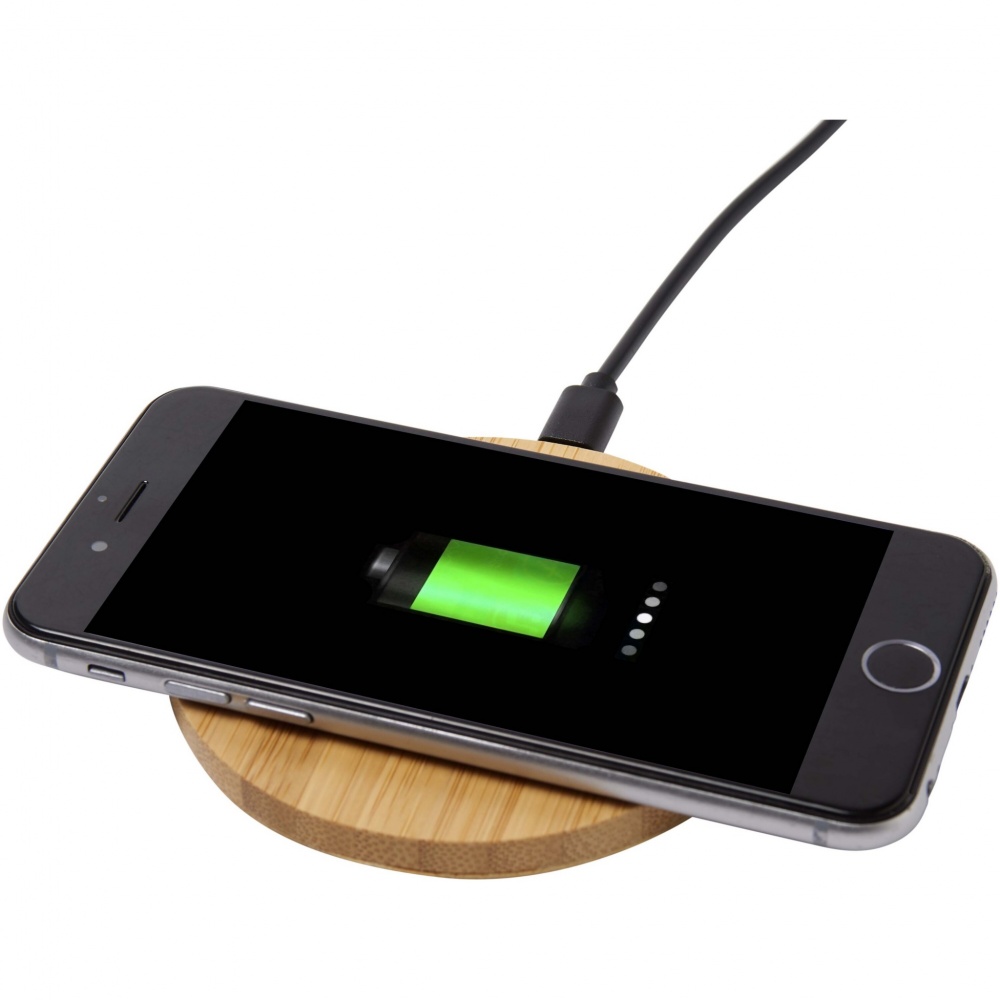 Logo trade promotional gifts image of: Essence 15W bamboo wireless charging pad
