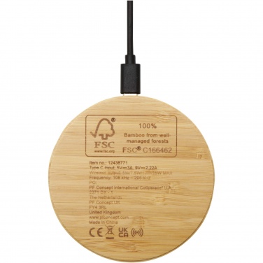 Logo trade advertising product photo of: Essence 15W bamboo wireless charging pad