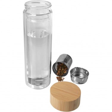 Logotrade advertising products photo of: Bailey 400 ml borsilicate glass infuser bottle with bamboo lid