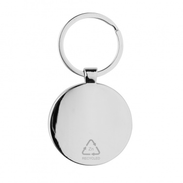 Logo trade promotional merchandise picture of: RCS recycled zinc alloy round keychain with bamboo