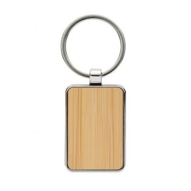 Logo trade promotional items image of: RCS recycled zinc alloy rectangle keychain with bamboo